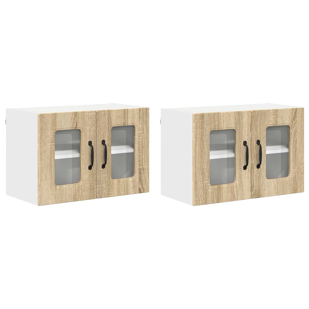 Kitchen Wall Cabinet with Door 2 pcs Sonoma Oak 60 x 31 x 40 cm